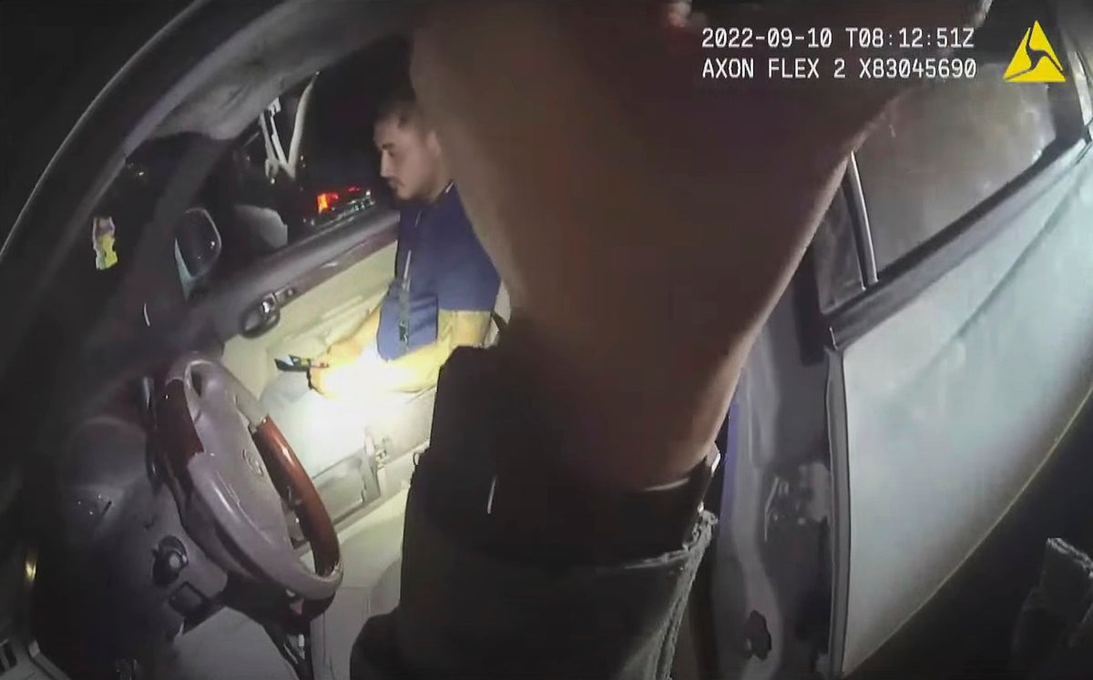 Las Vegas police video shows moment officer was shot during traffic stop