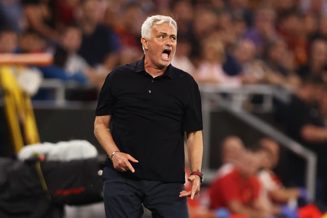 <p>Jose Mourinho shows his fury on the touchline during the Europa League final</p>