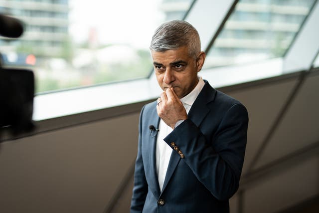 Mayor of London Sadiq Khan speaking to the media as he announces a major expansion to his 110m ultra low emission zone (Ulez) scrappage scheme (Aaron Chown/PA)