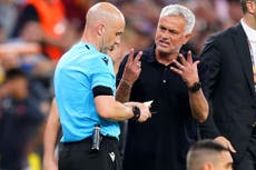 Uefa awaits reports following Jose Mourinho’s rant at referee Anthony Taylor