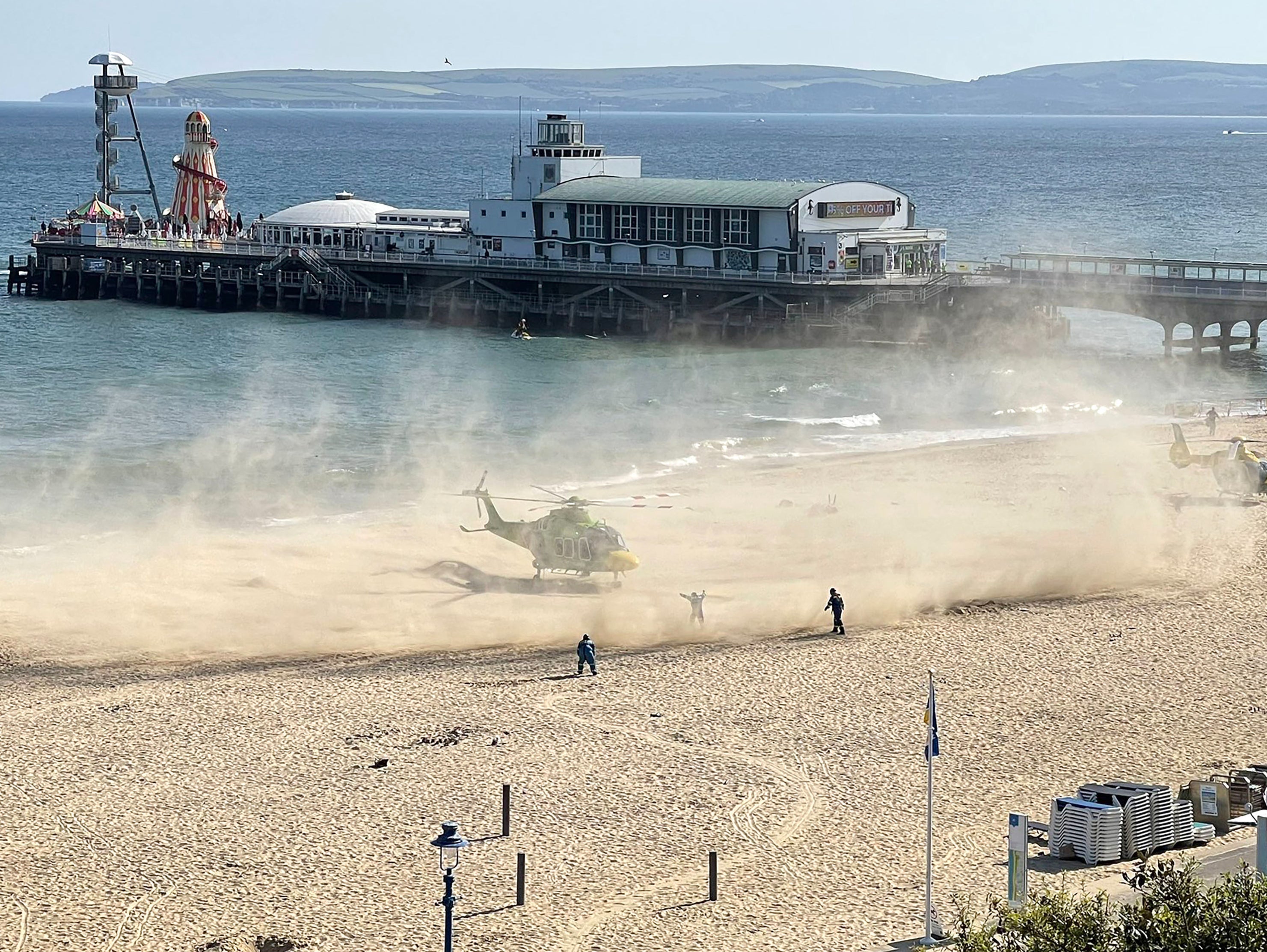 Air ambulances landed on the beach on Wednesday