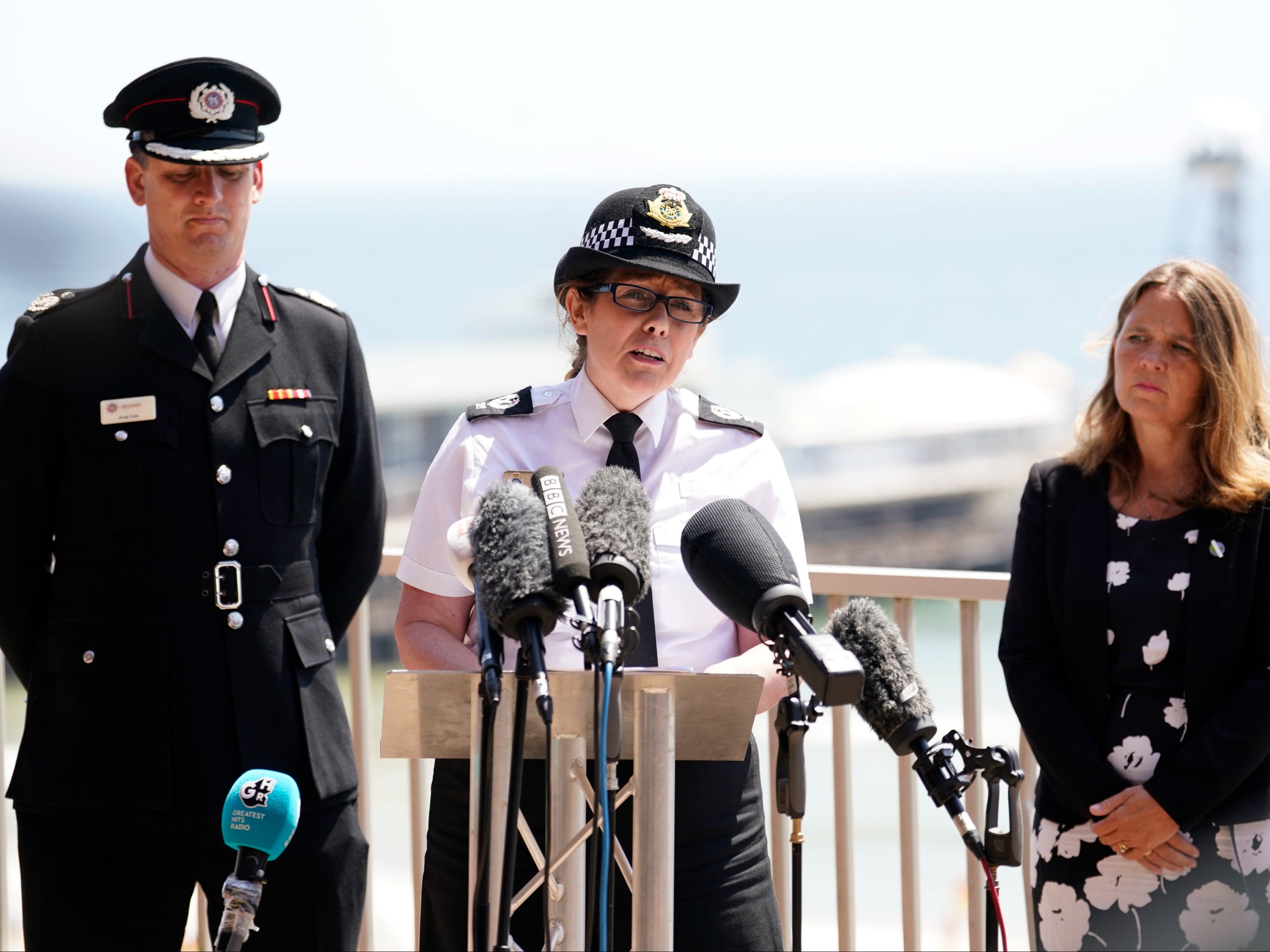 Dorset & Wiltshire Fire And Rescue Assistant Chief Fire Officer Andy Cole, Assistant Chief Constable Rachel Farrell and Vikki Slade, leader of the local council