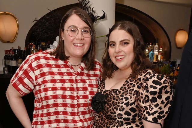 <p> Bonnie Chance Roberts and Beanie Feldstein attend dinner celebrating Rodarte and NYFW: The Shows on February 10, 2023</p>