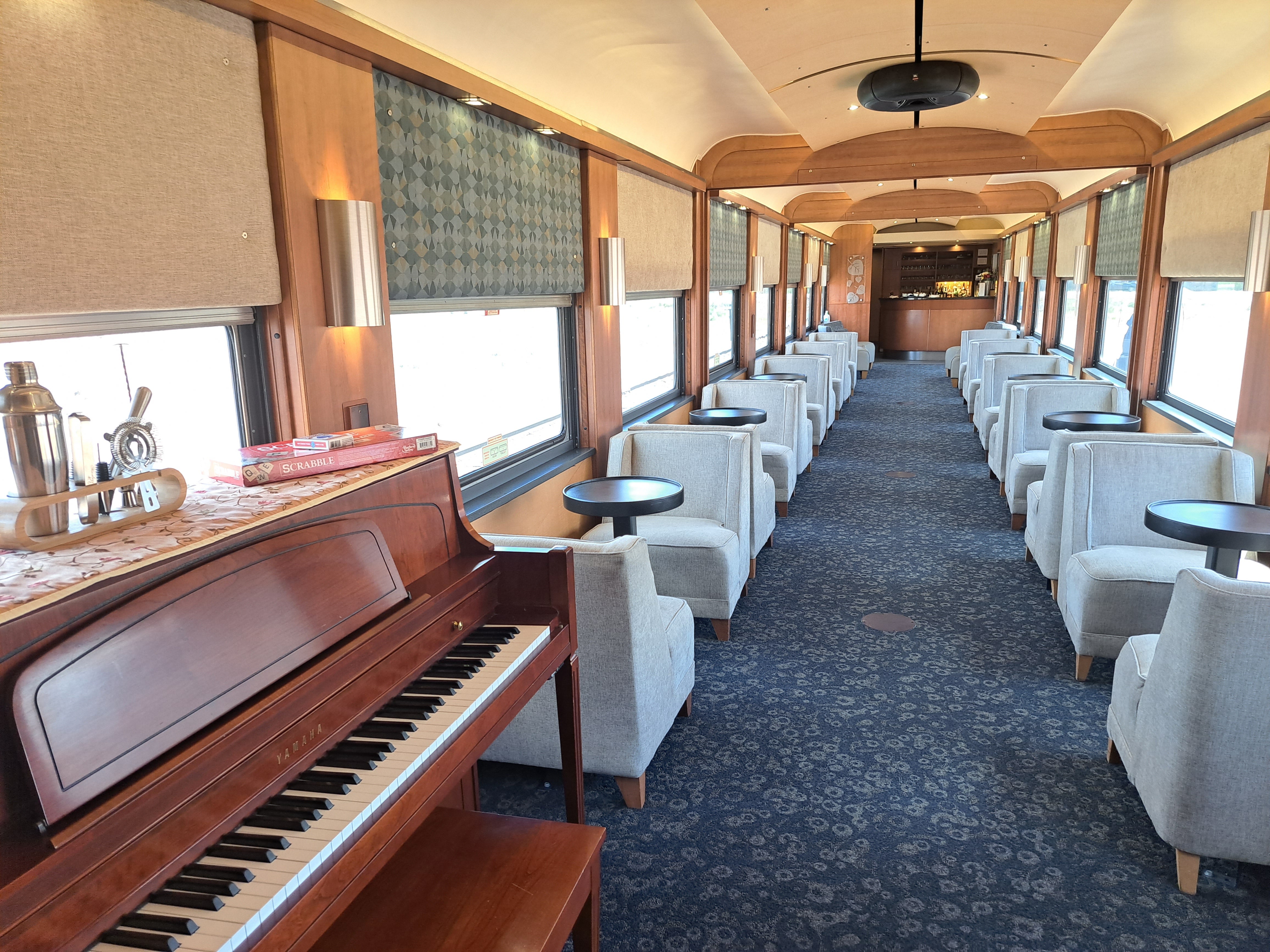 The lounge car on the Rocky Mountaineer