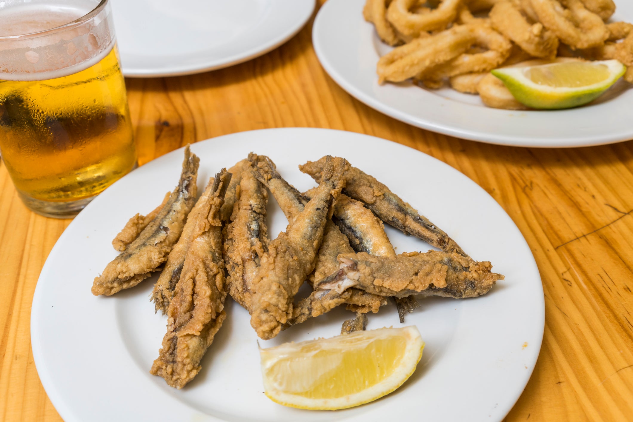 Boquerones, or deep-fried anchovies, served in Granada