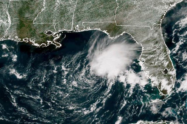 <p>Tropical Storm Arlene, the first named storm of the Atlantic hurricane season, in the Gulf of Mexico</p>