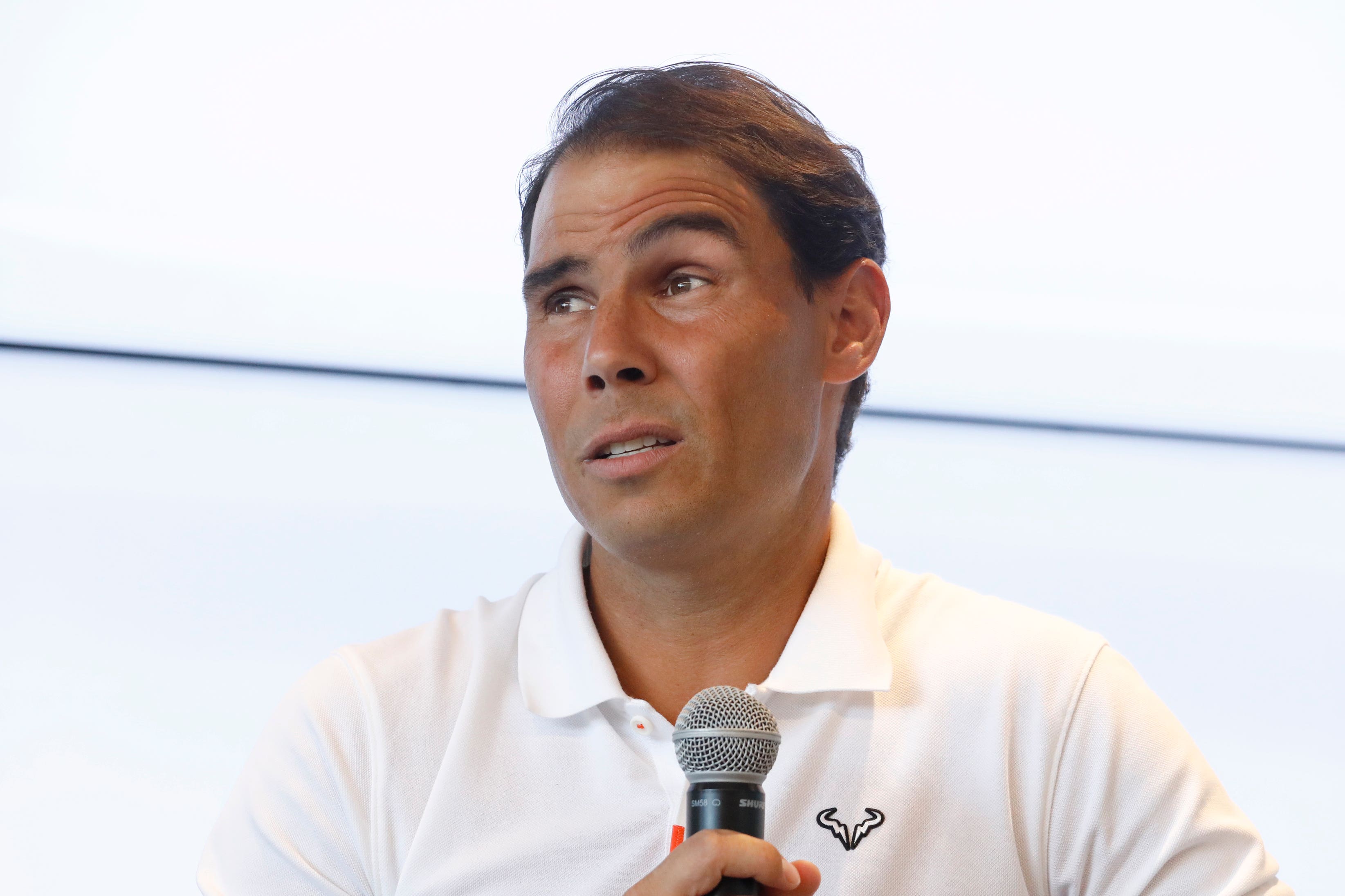 Rafael Nadal announcing his French Open withdrawal last month (Francisco Ubilla/AP)