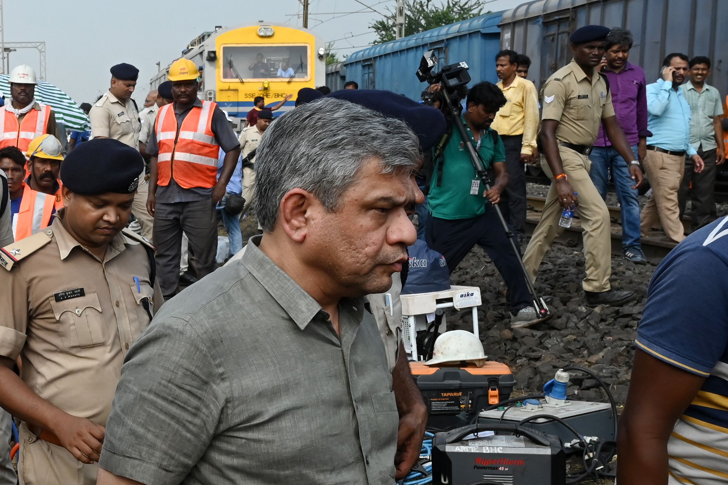 India’s railways minister Ashwini Vaishnaw arrives at the accident site near Balasore