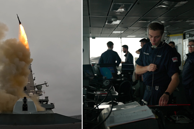 <p>HMS Defender destroys drone</p>