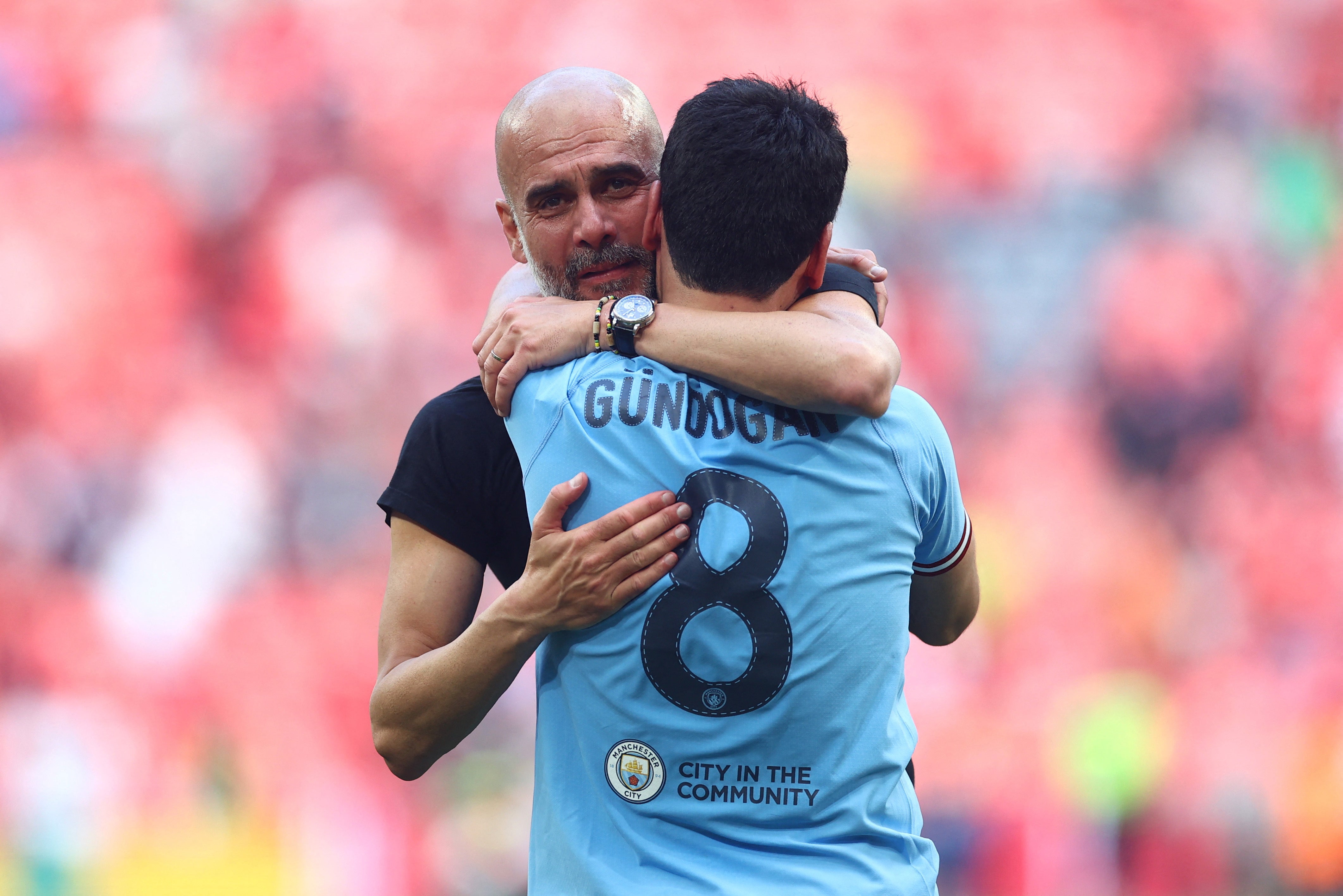 Guardiola embraces Gundogan at full time