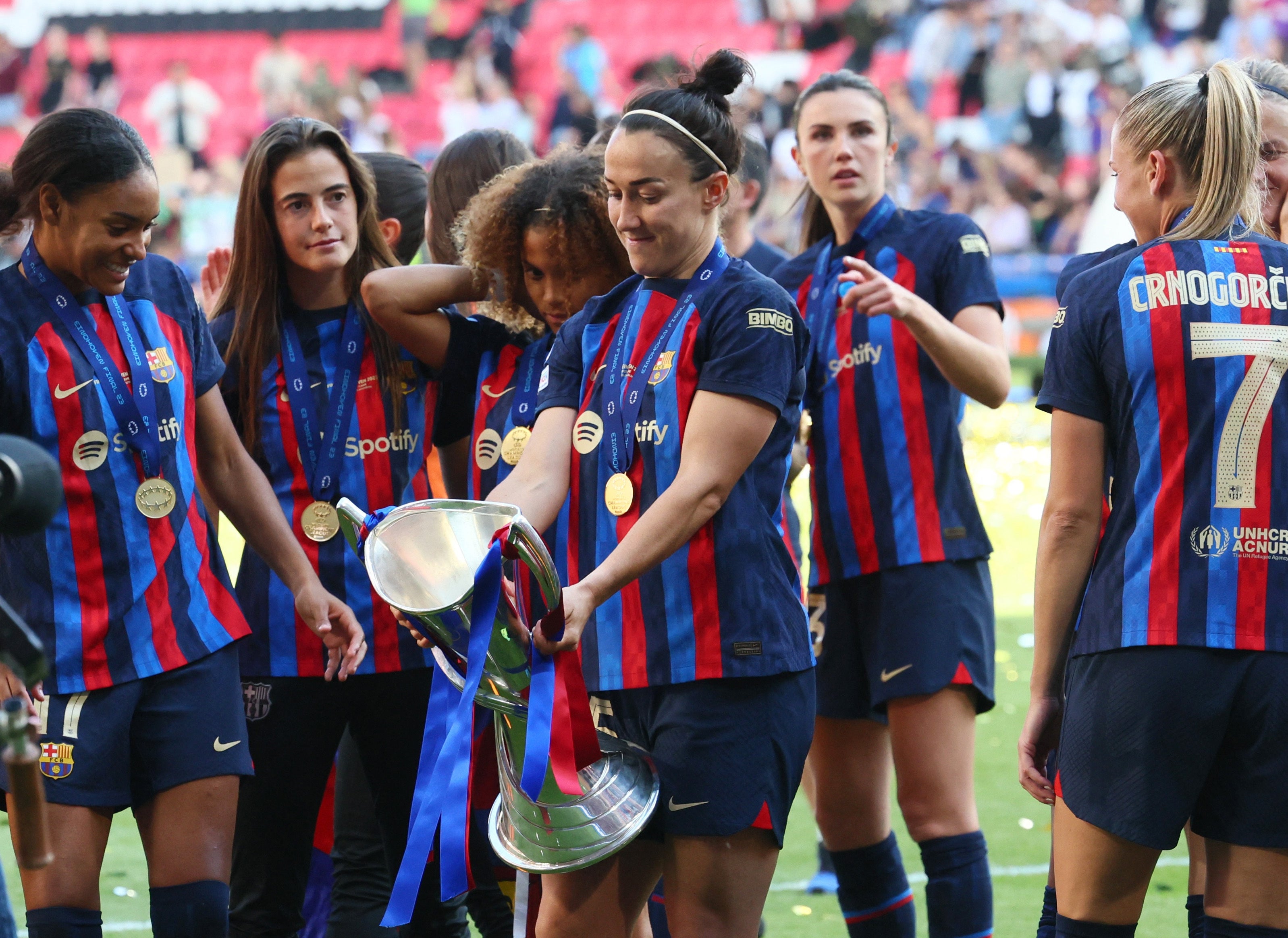 England international Lucy Bronze with the coveted trophy
