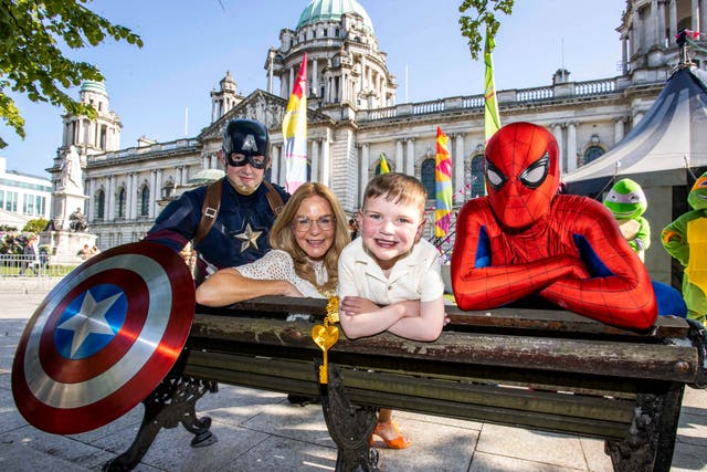 Six-year-old Daithi Mac Gabhann with Lord Mayor of Belfast Tina Black (Steven McAuley)