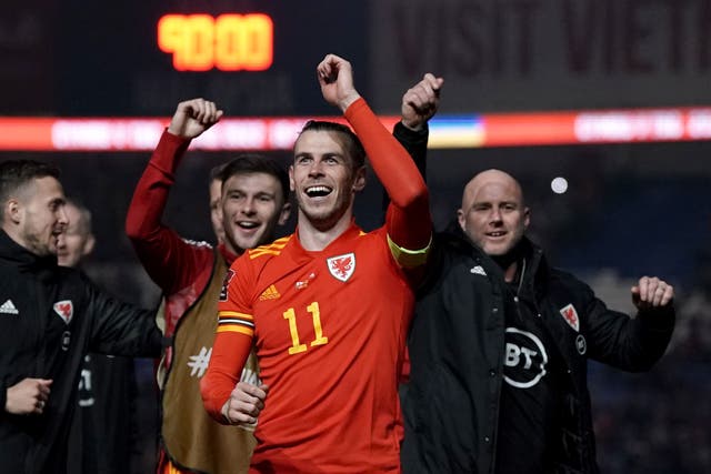 Wales manager Rob Page, right, says former skipper Gareth Bale, centre, will not be joining his coaching staff (Nick Potts/PA)