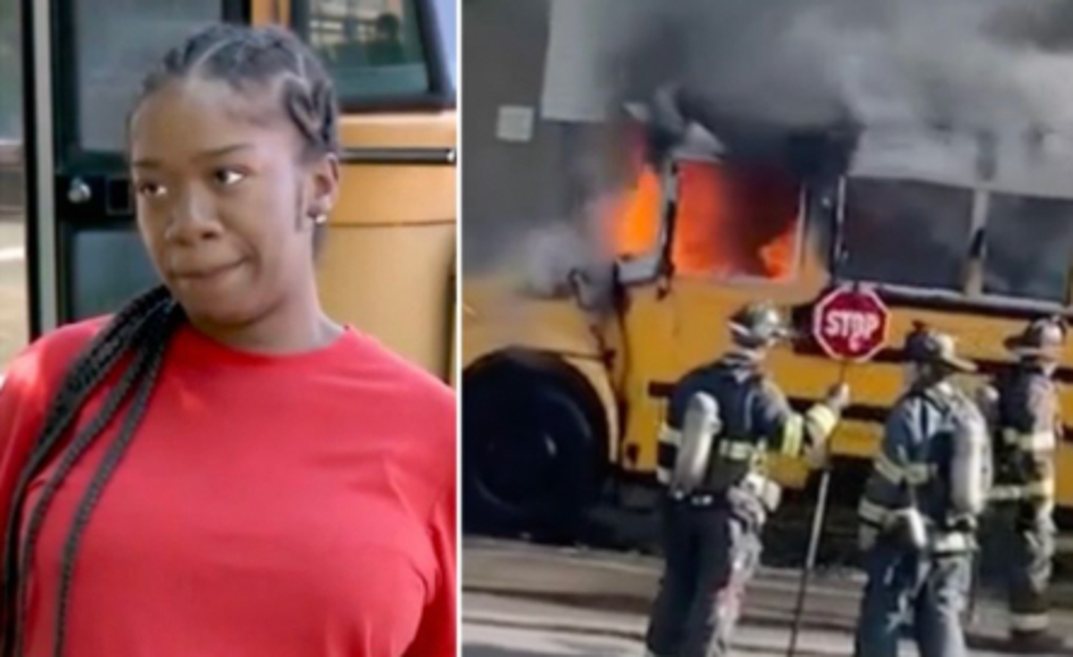 Pregnant driver evacuated children from school bus moments before it caught fire