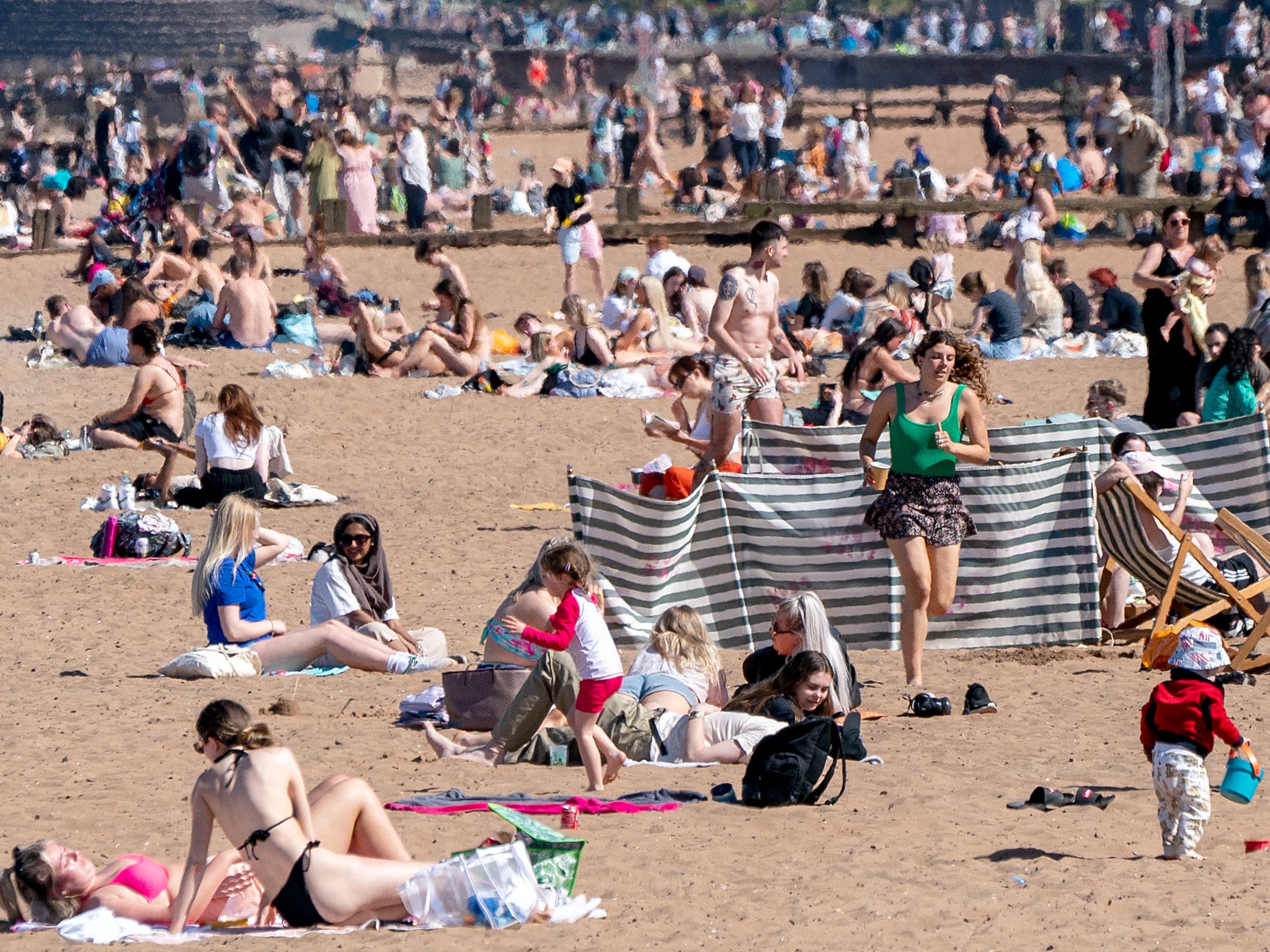 People on Portobello Beach, Edinburgh, on 6 June