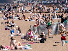 Weather – latest: Health warning escalated as ‘extreme’ heatwave set to make UK hotter than Spain