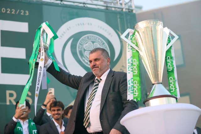 Ange Postecoglou has enjoyed a trophy-laden two years in Glasgow (Steve Welsh/PA)