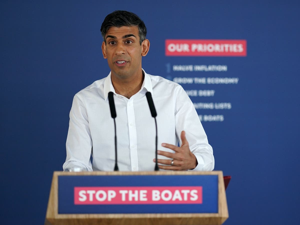 Sunak says ‘stop the boats’ plan is ‘starting to work’ as he announces two new barges