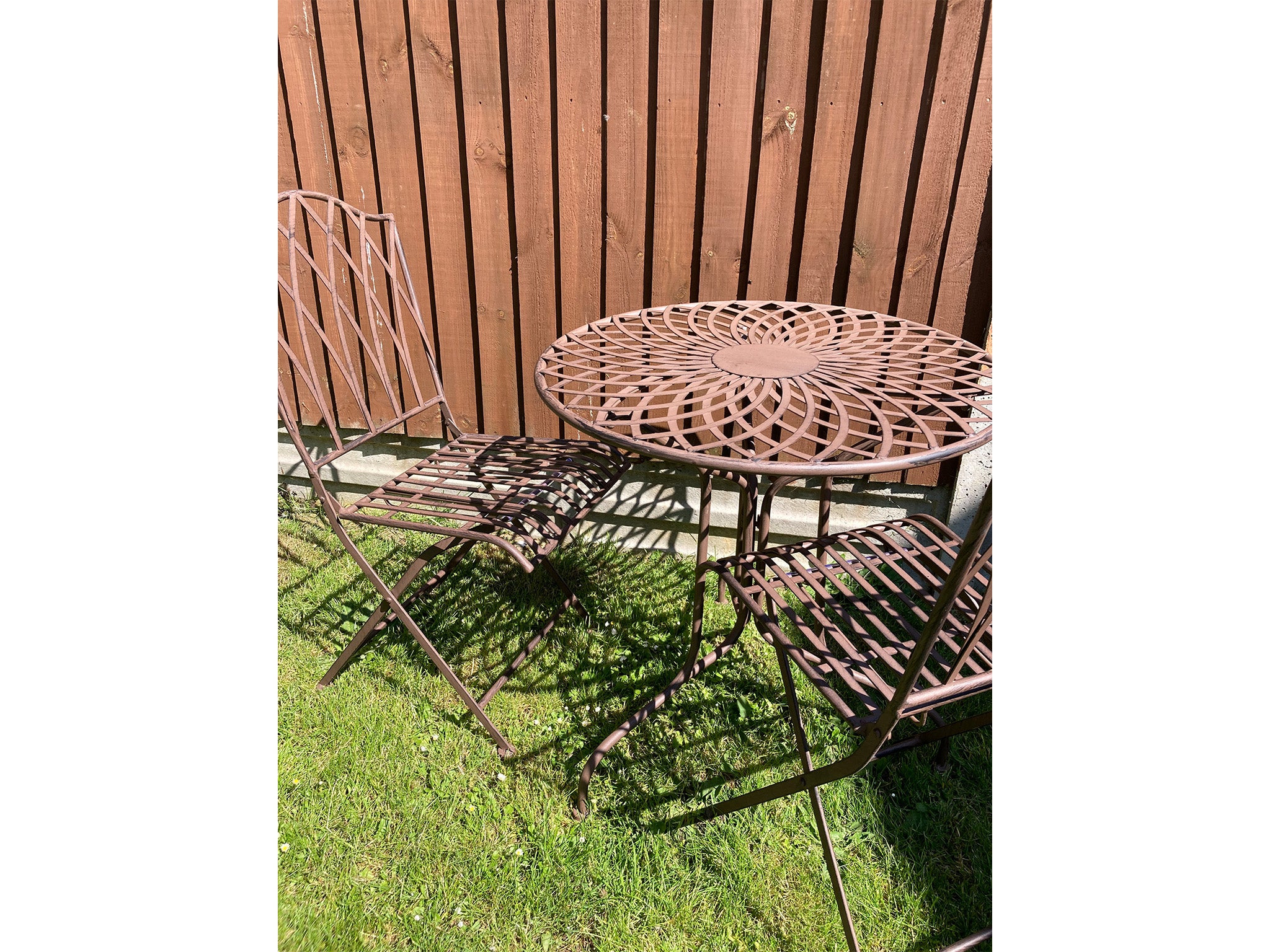 Fallen Fruits garden table and chairs, Barnston
