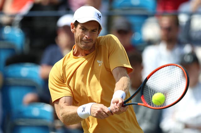 <p>Andy Murray in action at the Surbiton Trophy </p>