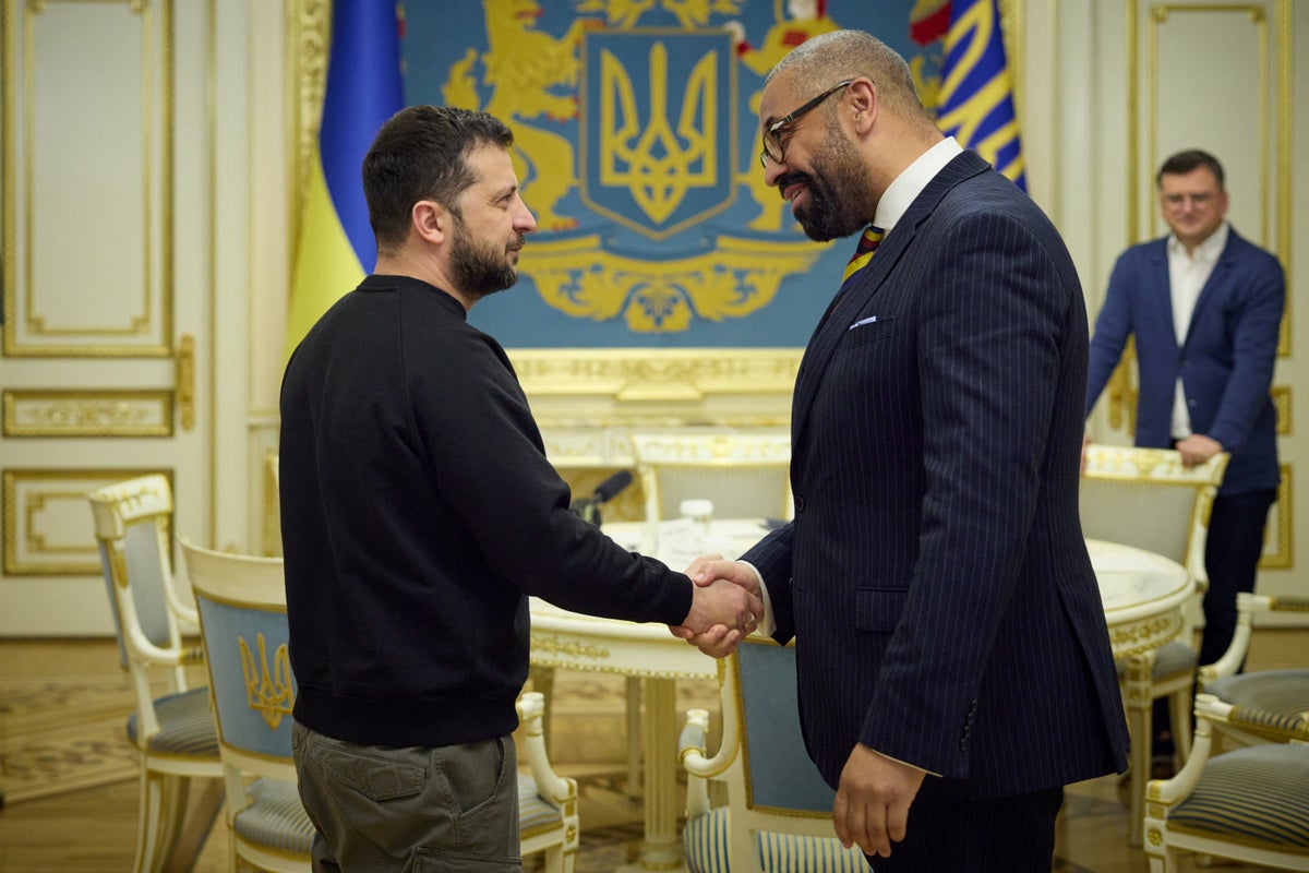 Cleverly speaks of ‘life’ returning to Kyiv as he meets Zelensky in war-torn capital