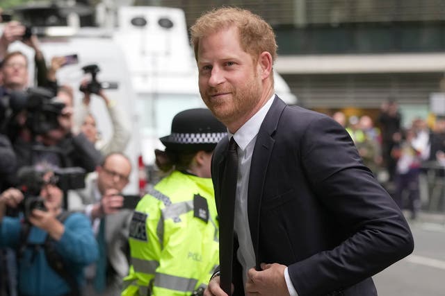 <p>Prince Harry arrived for his historic appearance at the High Court in London on Tuesday morning</p>