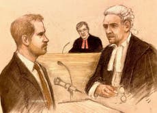 Court artist sketches Prince Harry giving evidence in phone-hacking trial