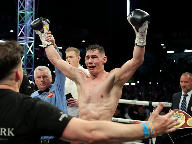 <p>Chris Billam-Smith celebrates winning the WBO cruiserweight title</p>