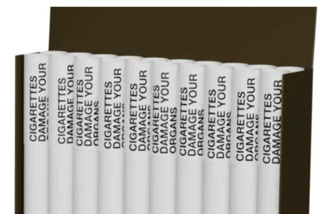 <p>The labels on individual cigarettes that will be mandated by a new Canadian health policy</p>