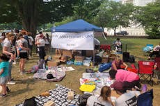 Grieving families of shooting victims arrive on Senate’s doorstep to demand assault weapons ban