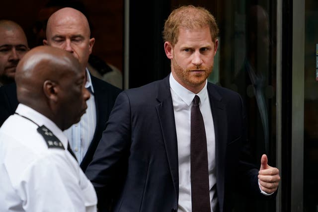 <p>Prince Harry leaves the High Court after giving evidence in London, Tuesday, June 6, 2023</p>