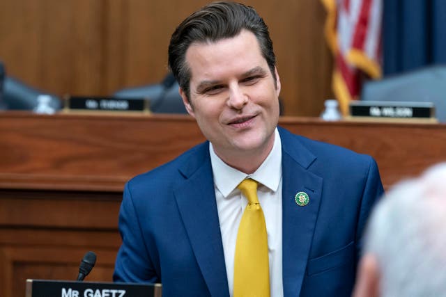 <p>Rep. Matt Gaetz, R-Fla., speaks during the House Armed Services Committee hearing on the fiscal year 2024 budget request of the Department of Defense, on Capitol Hill in Washington, March 29, 2023. </p>