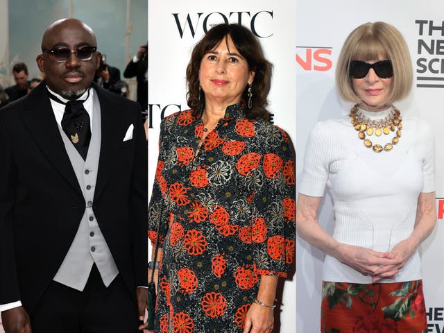 <p>From left to right: British Vogue editor-in-chief Edward Enninful, former British Vogue editor Alexandra Shulman, and Vogue editor-in-chief Anna Wintour</p>