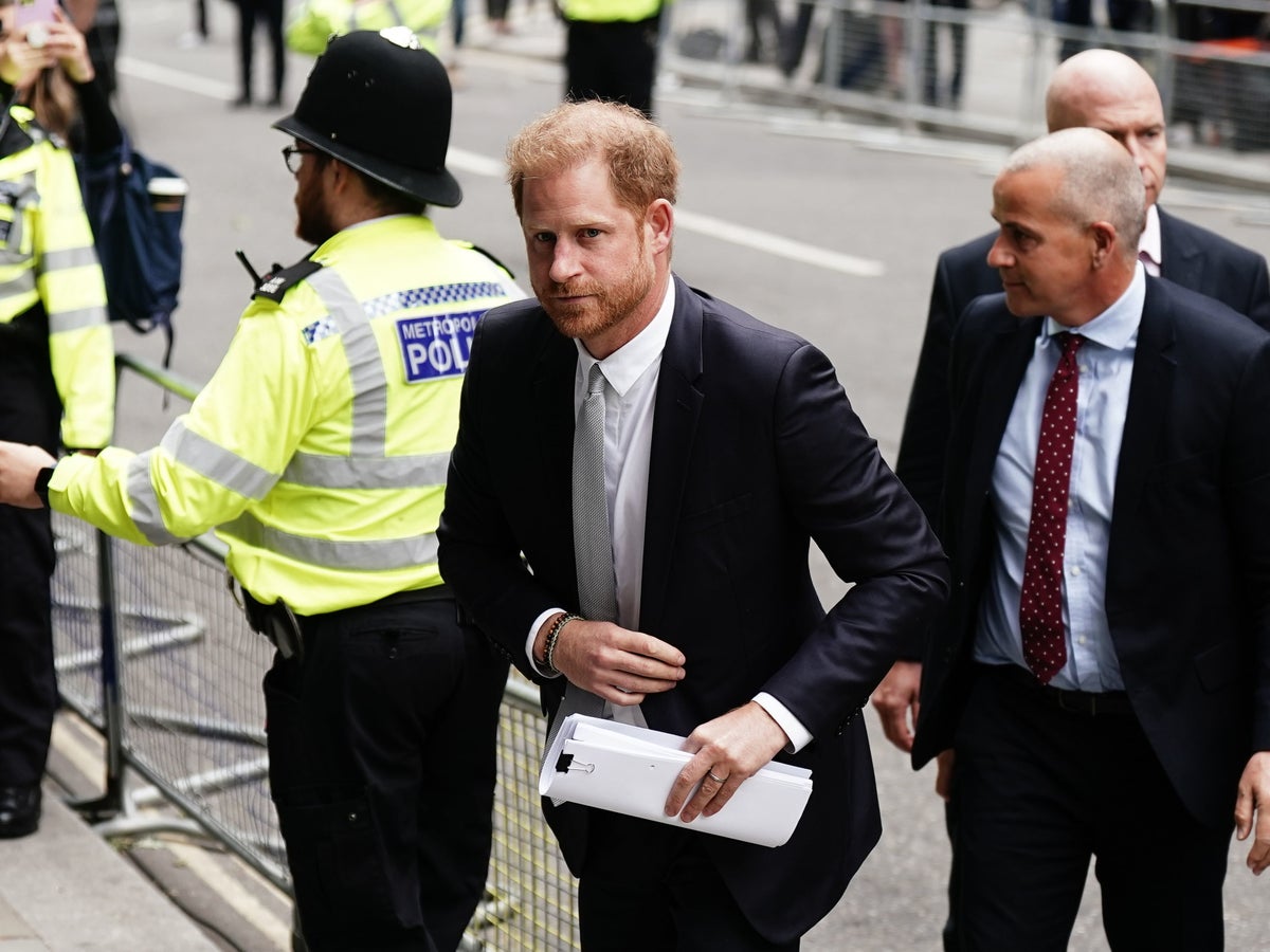 Prince Harry court – live: Duke says phone hacking case is for Meghan as he fights back tears