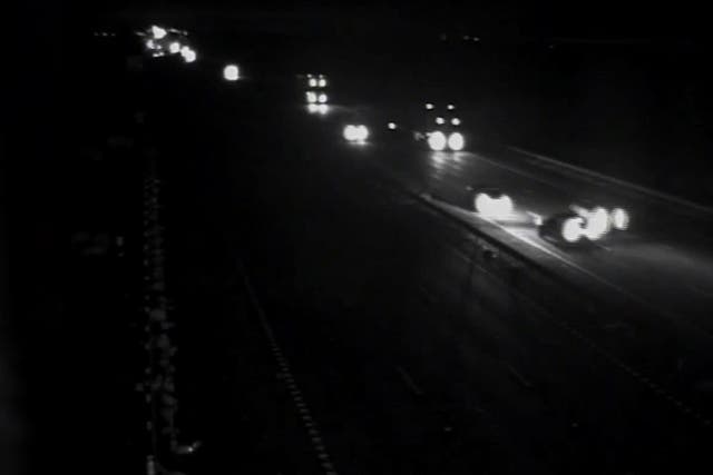 Screengrab from CCTV footage of drunk Dorothy Denny driving the wrong way on the M5 (Gloucestershire Constabulary/PA)