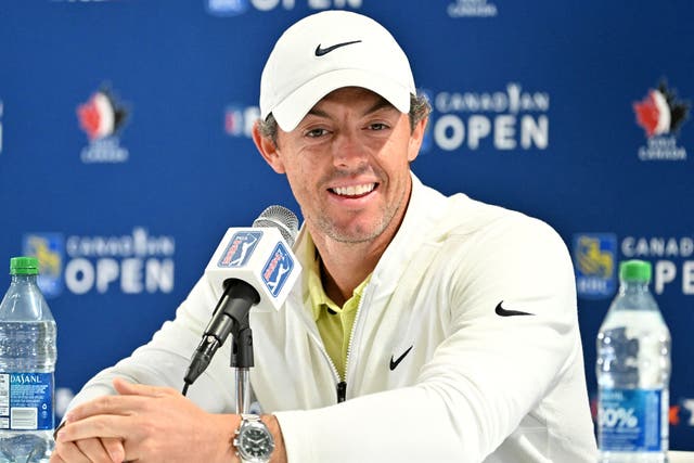 <p>Rory McIlroy addresses the media at the Canadian Open</p>