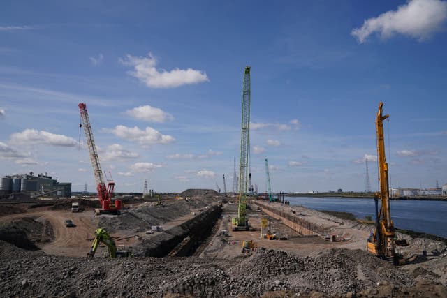 A view of the construction site at Teesside Freeport, Teeswork (Owen Humphreys/PA)