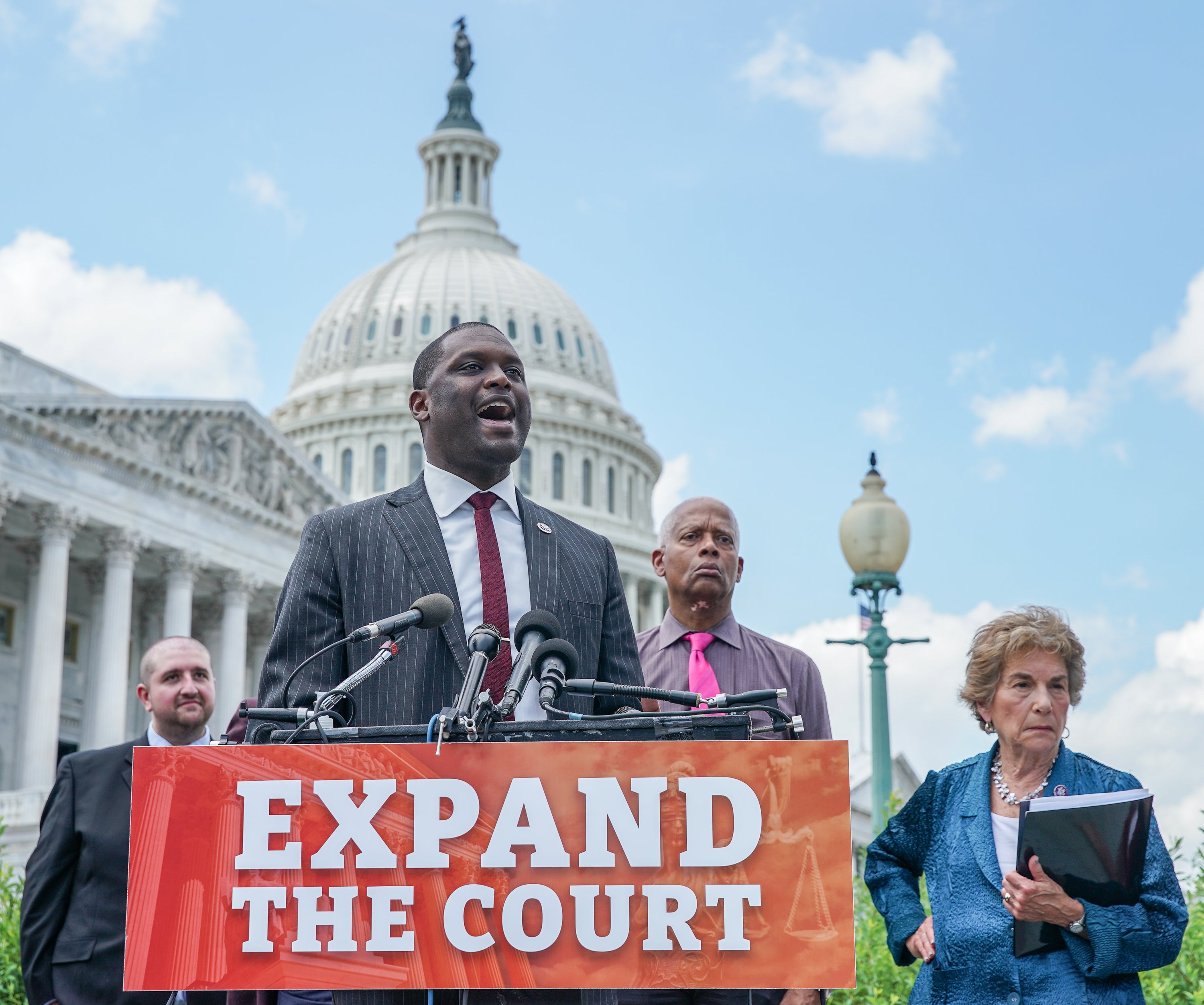 Rep. Mondaire Jones (D-NY) speaks at a press conference calling for the expansion of the Supreme Court on July 18, 2022 in Washington, DC