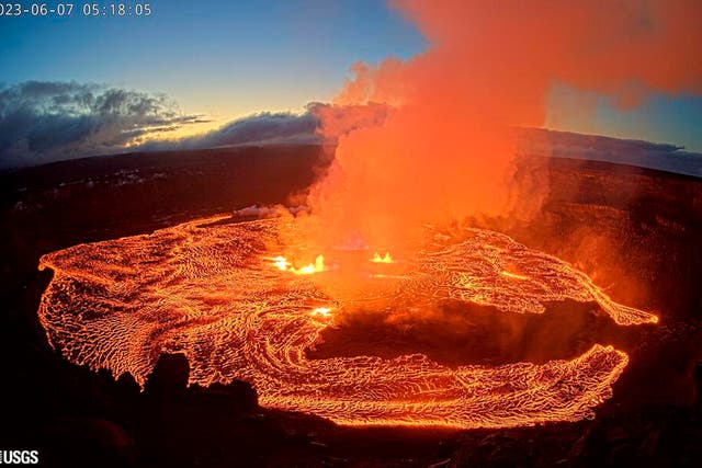 <p>One visitor spotted 15 lava fountains, which were around 46m high </p>