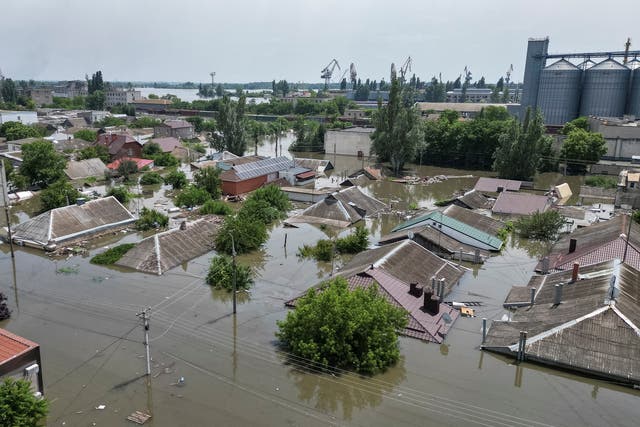 <p>A flooded area of Kherson after the Nova Kakhovka dam breached</p>