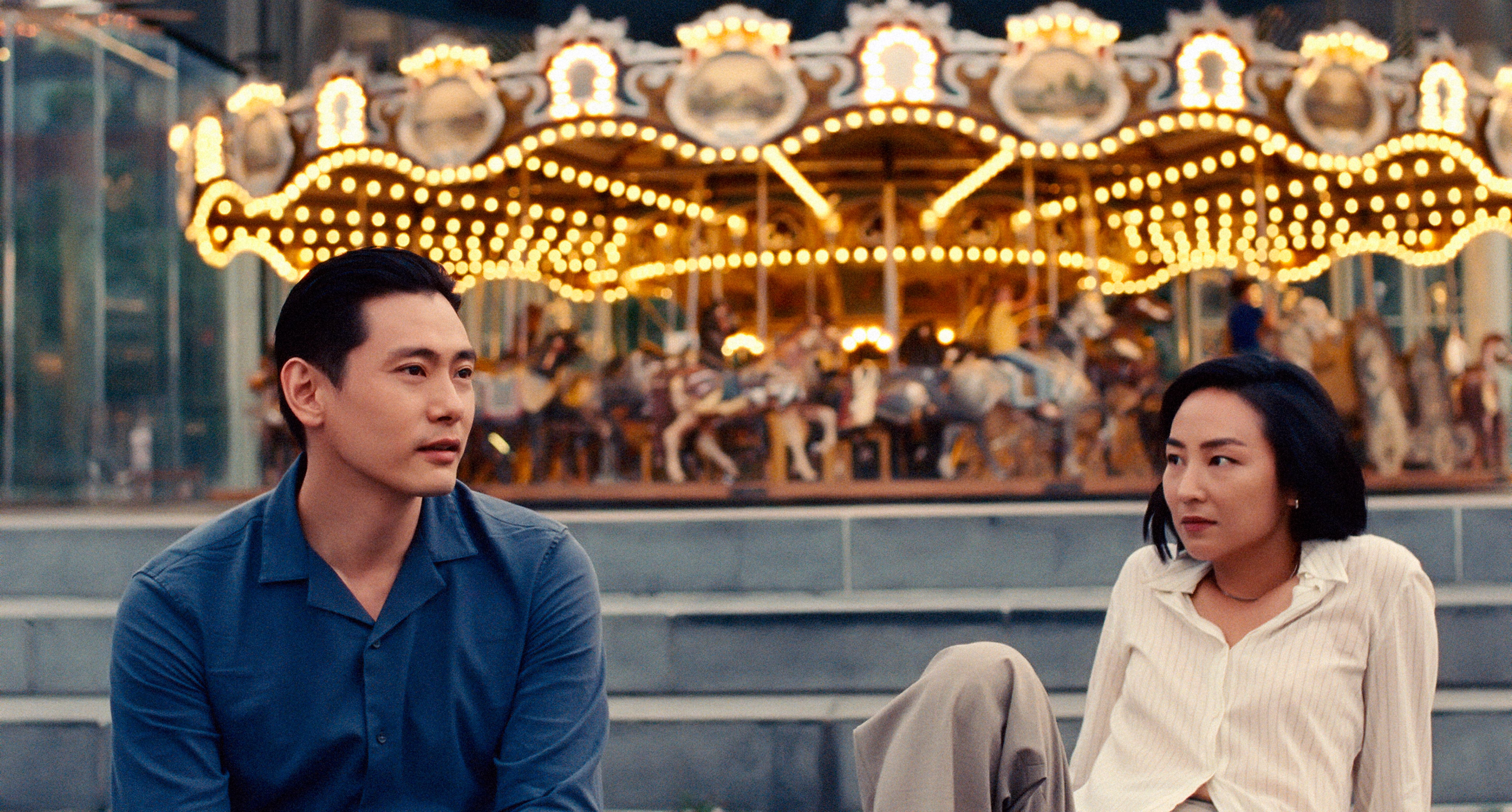 Teo Yoo and Greta Lee in ‘Past Lives’