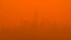 Apocalyptic time-lapse shows New York disappear into orange smoke from Canada wildfires