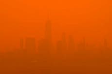 Apocalyptic time-lapse shows New York disappear into orange smoke from Canada wildfires