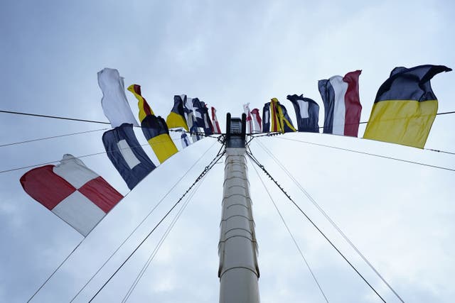 Signal flags forming part of the message issued by Vice-Admiral Lord Nelson (Andrew Matthews/PA)