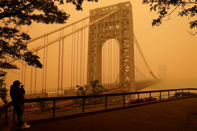 <p>The George Washington Bridge in Fort Lee, New Jersey on Wednesday, June 7</p>