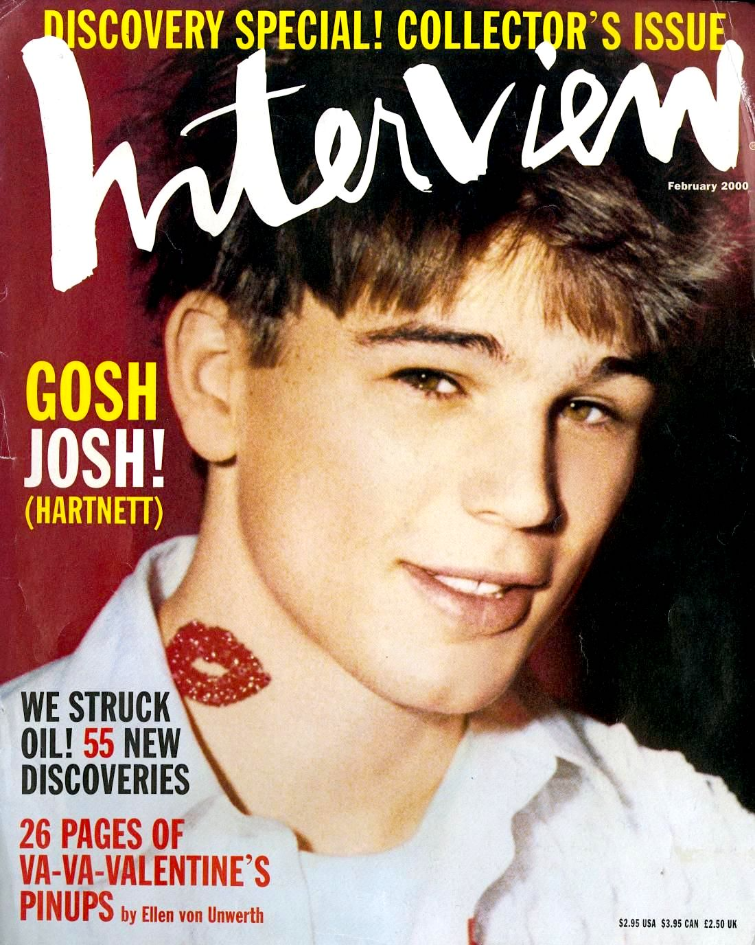 ‘Gosh Josh!’: Hartnett in his heartthrob years on the cover of ‘Interview Magazine’