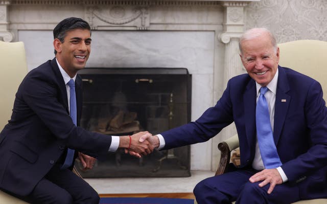 <p>Joe Biden and Rishi Sunak in the Oval Office of the White House on Thursday</p>