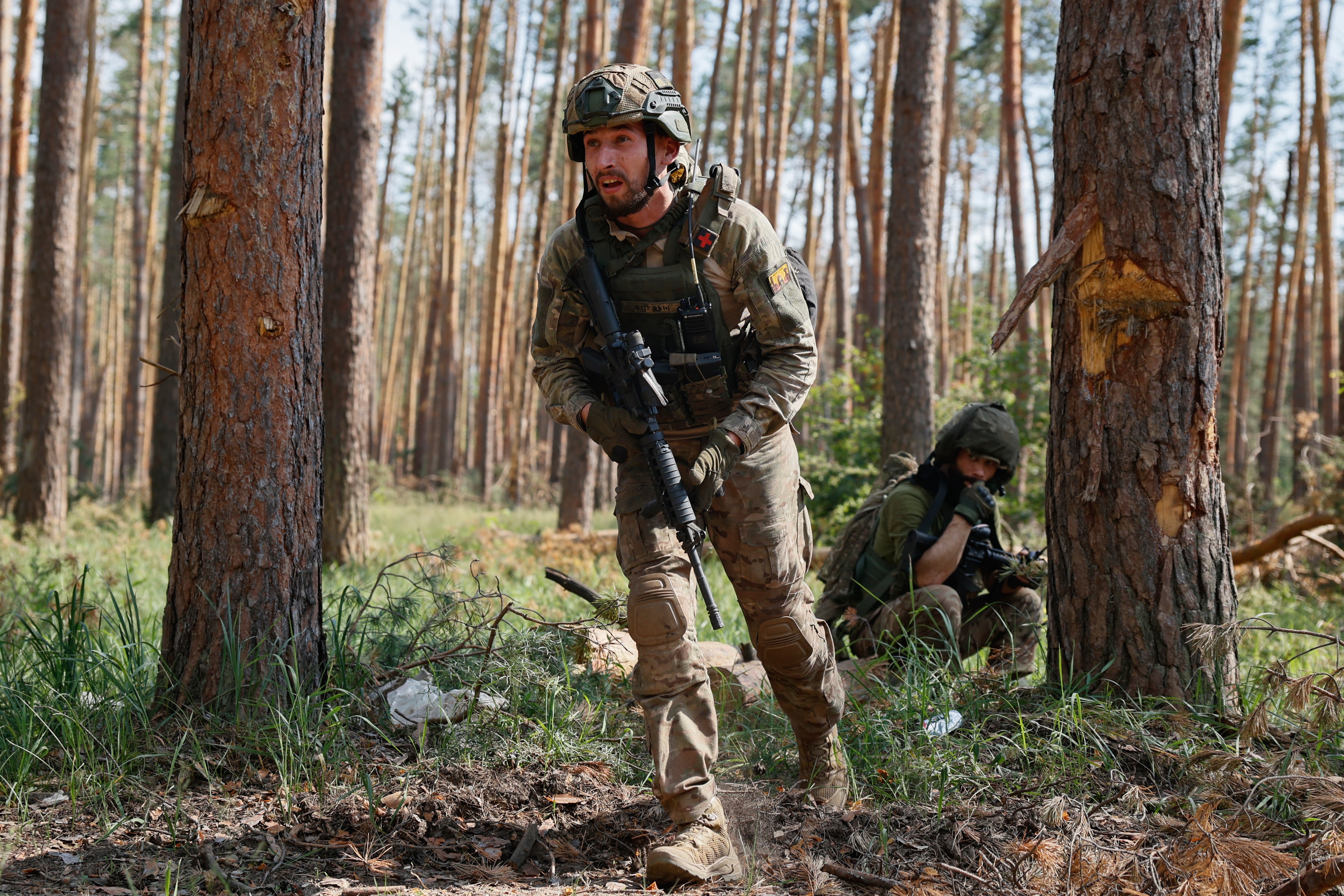 Ukrainian soldiers on the frontline near Kreminna, Luhansk region