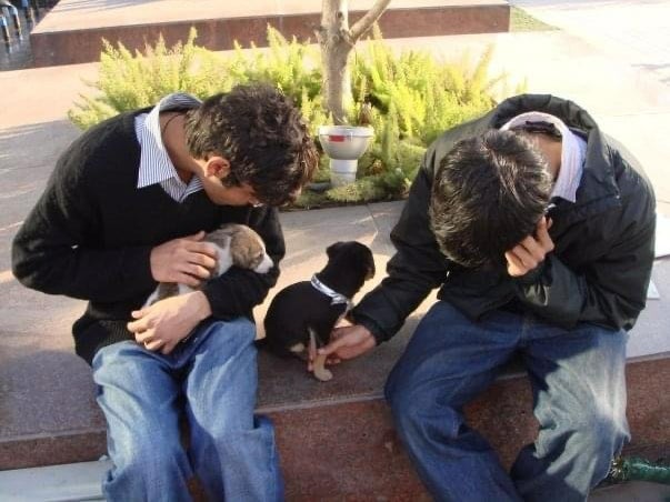 A picture from January 2009 on the day they adopted Kotia’s dog, Bagheera