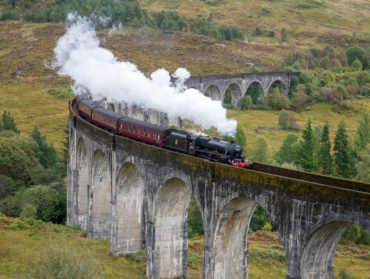 The Jacobite Steam Train on one of its runs through Scotland